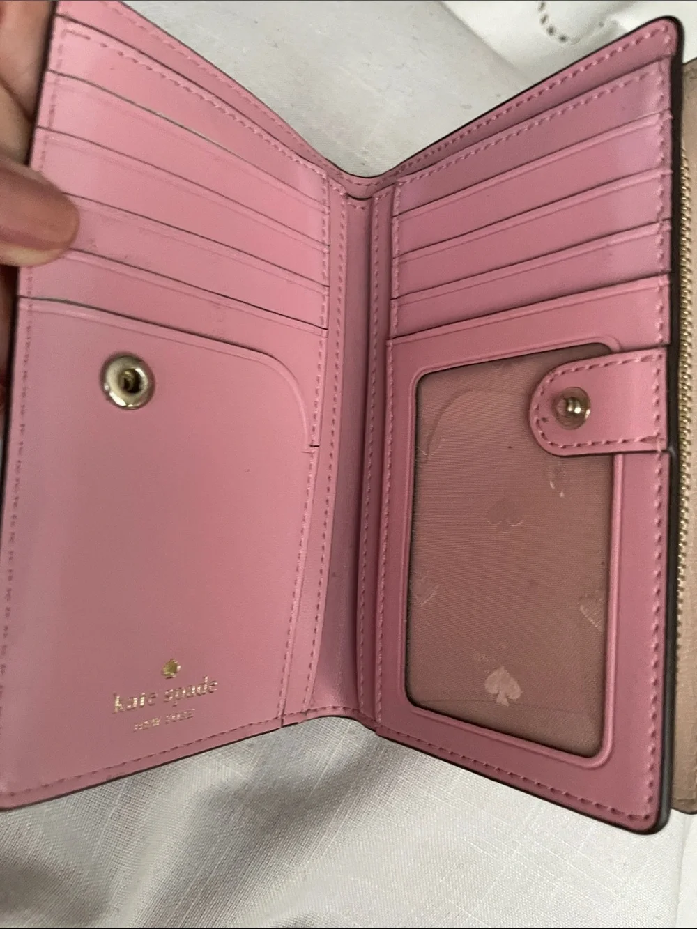 kate spade Blush Pebbled Leather Zip Around Wallet & Coin Holder